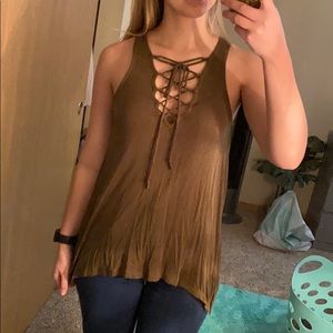 Olive Green Criss Cross Tank